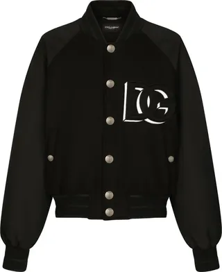 Black Logo Patch Bomber Jacket