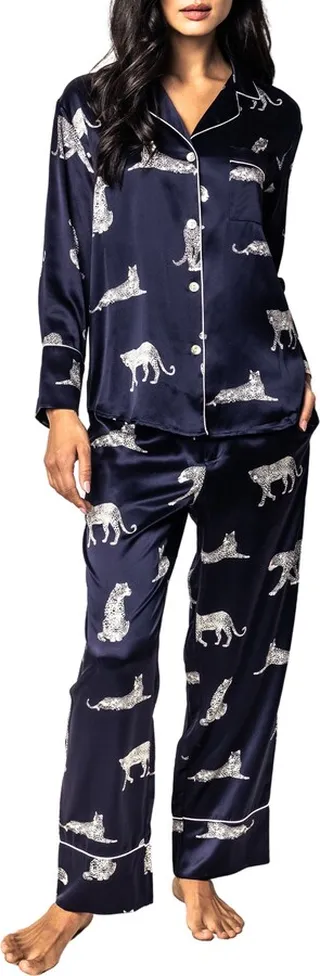 Panthre de Nuit Piped Silk Pajamas