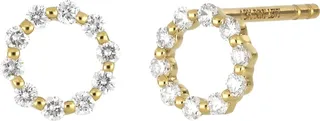18K Yellow Gold & Diamond Petite Open Circle Stud Earrings - 0.17 ctw