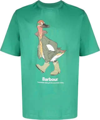 X NOAH Green Duck Print T-Shirt
