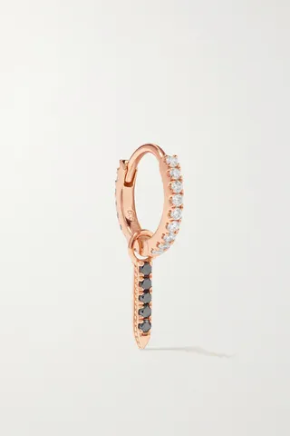 MARIA TASH - Eternity Bar 6.5mm 18-karat Rose Gold Diamond Single Hoop Earring - One size