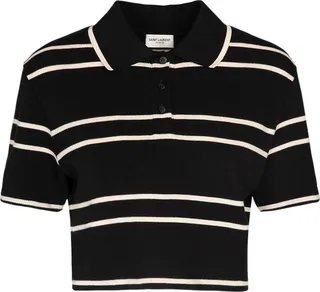Cropped cotton polo top
