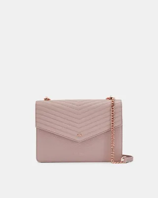 Medium Leather Envelope Cross Body Bag in Pale Pink
