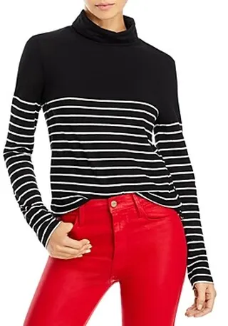 Kule The Tissue Striped Cotton Turtleneck Top