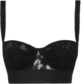 Dolce & Gabbana Lace Logo Embroidered Balconette Bra