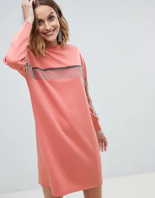 ASOS Scuba Mini Sweat Dress With Chain Detail