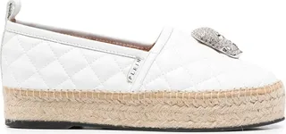 Skull-Embellishment Quilted Espadrilles