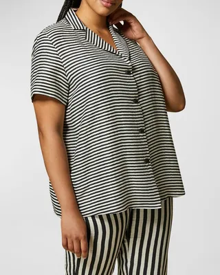 Plus Size Barre Striped Linen Shirt