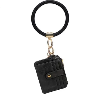 Jordyn Vegan Leather Bracelet Keychain with a Credit Card Holder