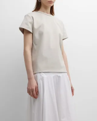 Beaded Crewneck Short-Sleeve T-Shirt