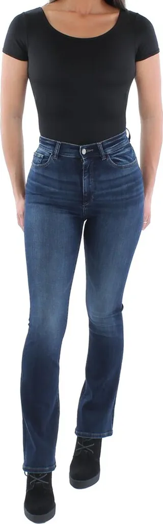 Bridget Womens Denim Dark Wash Bootcut Jeans
