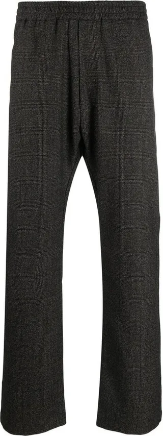 Checked Slip-On Straight Trousers