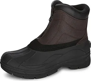 Eddie Bauer Mens Cold Weather Boots with Front Zipper Closure Lake Crescent Waterproof Insulated Mid-Calf Winter Boots - Comfy