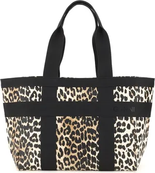 Ganni Leopard Print Tote Bag