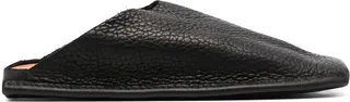 Square-Toe Pebble-Leather Slippers