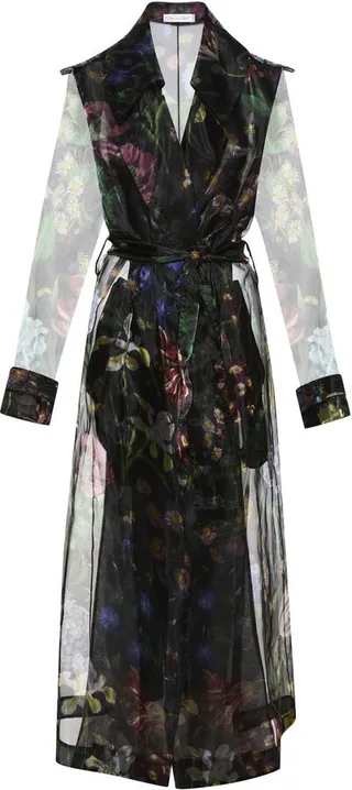 Floral-Print Trench Coat