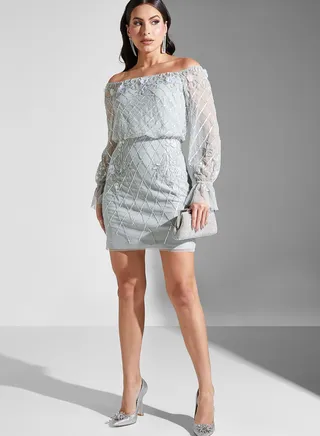 Bardot Embroidered Dress
