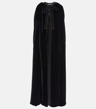 Hooded velvet cape