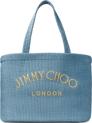 JIMMY CHOO- Logo Raffia Beach Bag