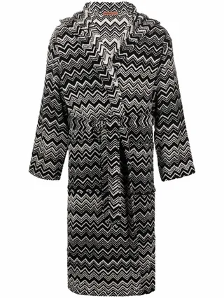 Striped Tie-Fastening Robe