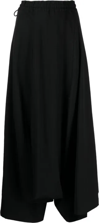 Cropped Pleated Wool Trousers