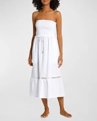 Seaside Strapless Cotton Gauze Midi Dress