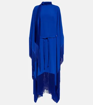 Fringed crepe kaftan