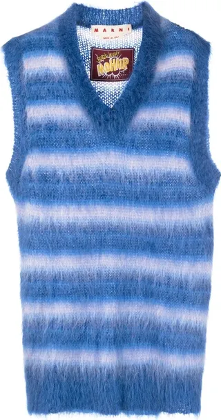 stripe-print V-neck vest