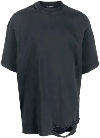 layered-effect distressed T-shirt