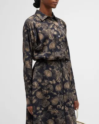 Sea Shell-Print Button-Down Shirt