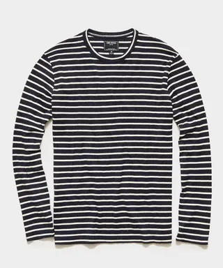 Issued By: Japanese Nautical Striped Tee in Original Navy