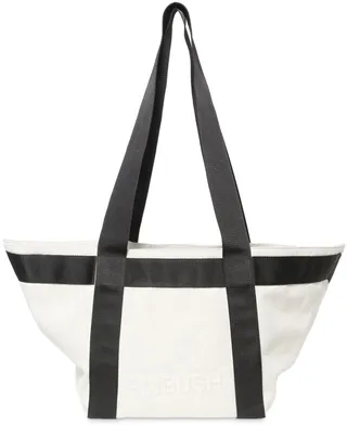 Embossed cotton canvas mini logo tote