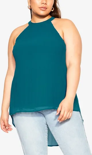 City Chic Plus Size Trendy Halter Pleat Top