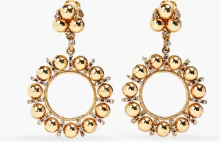 Gold-tone crystal clip earrings