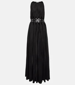 Belted draped midi dress