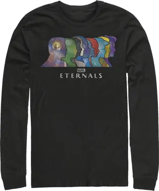 Men's Marvel Eternals Silhouettes Long Sleeve Shirt - Black - Large