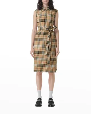 Karla Check-Print Sleeveless Shirtdress