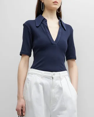 Liu Collared V-Neck Bodysuit