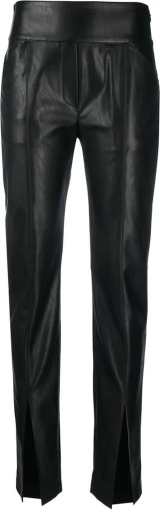 Slit Leather-Effect Trousers