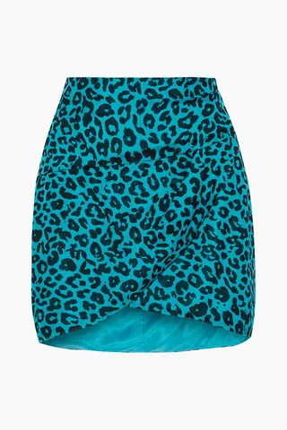 Wrap-effect leopard-print silk crepe de chine mini skirt