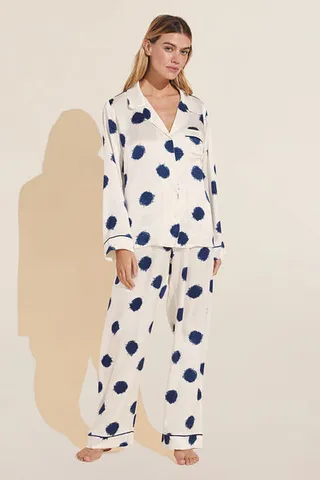 Inez Washable Silk Printed Long PJ Set
