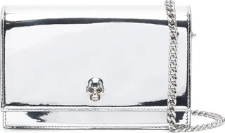 ALEXANDER MCQUEEN- Skull Metallic Leather Crossbody Bag