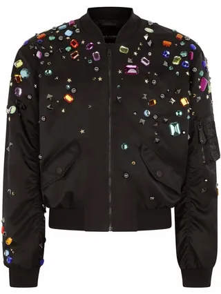 Gemstone-Embellished Bomber Jacket