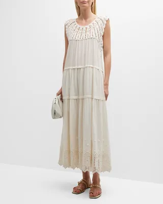 The Soleil Crochet Eyelet Maxi Dress