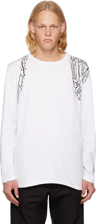 Alexander McQueen White Printed Long Sleeve T-Shirt
