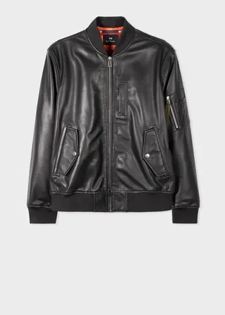 Black Leather Bomber Jacket