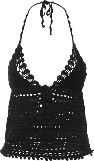 Frinley cotton crocheted halter top