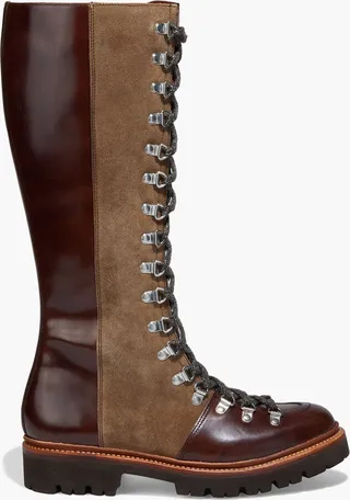 Nanette leather and suede combat boots