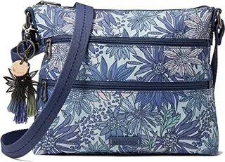 Sakroots Artist Circle Basic Crossbody (Denim Flower Garden) Cross Body Handbags