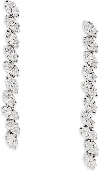 14K White Gold & 4 TCW Marquise Diamond Drop Earrings